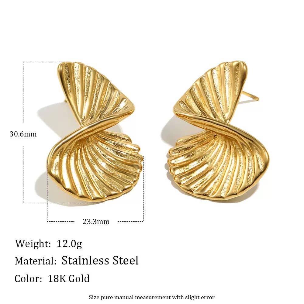 Stainless Steel Twisted Shell Statement Earrings