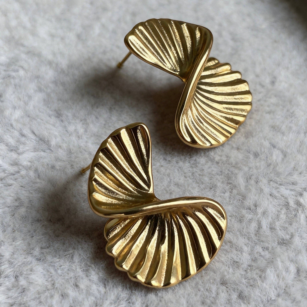 Stainless Steel Twisted Shell Statement Earrings