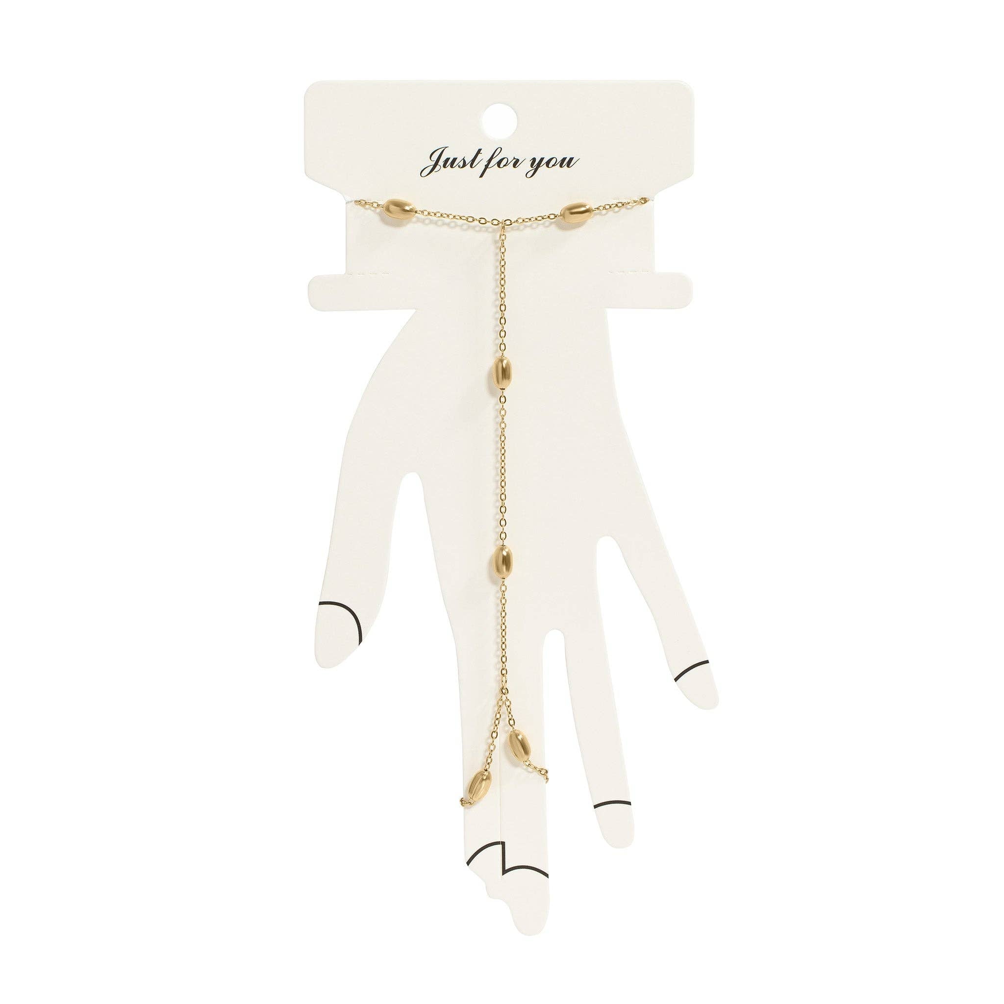 18K Gold PVD Stainless Steel Statement Bead Hand Chain