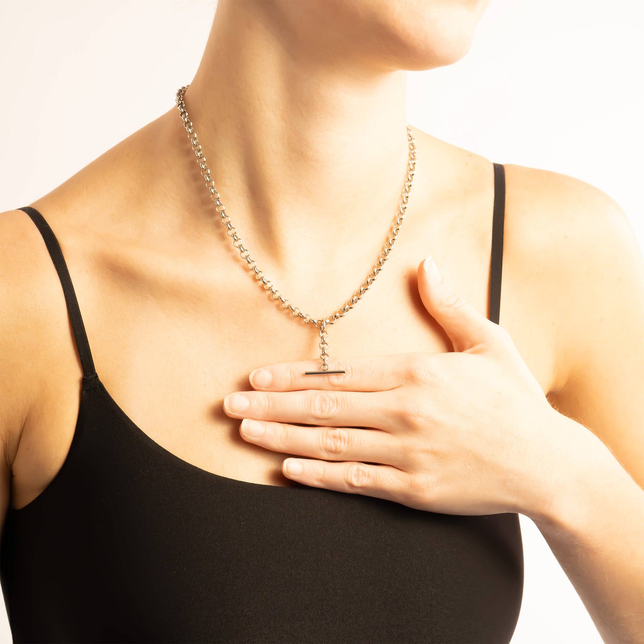 18K Gold PVD Stainless Steel Tbar Necklace