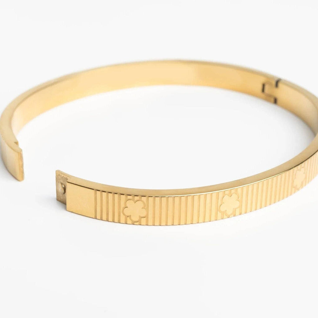 18K Gold PVD Stainless Steel Fluted Bangle Bracelet