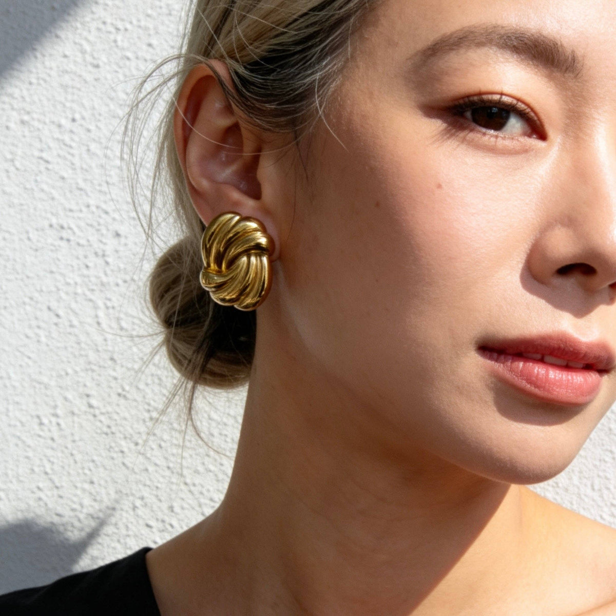 Stainless Steel Twisted Knot Stud Earrings