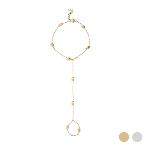 18K Gold PVD Stainless Steel Statement Bead Hand Chain