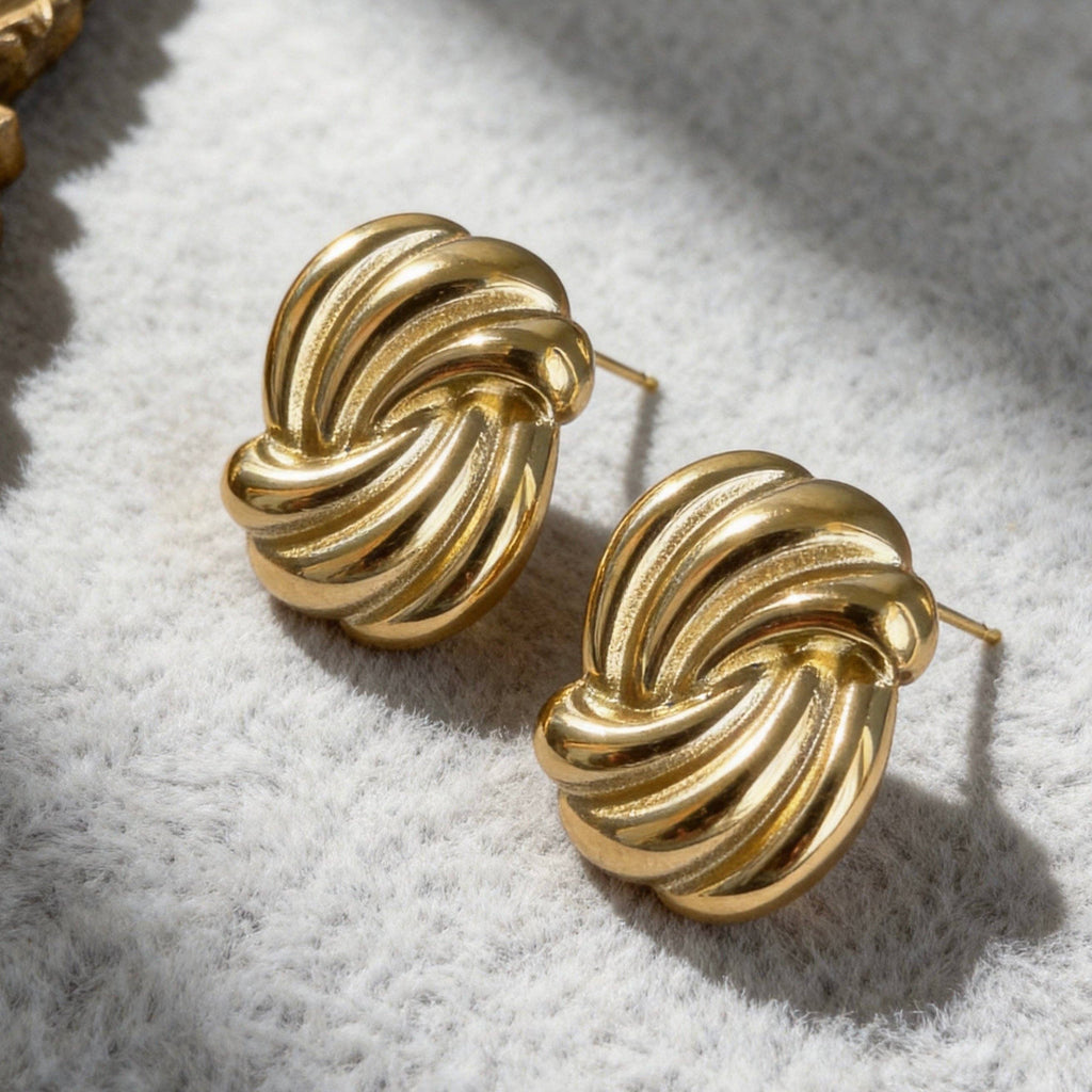 Stainless Steel Twisted Knot Stud Earrings