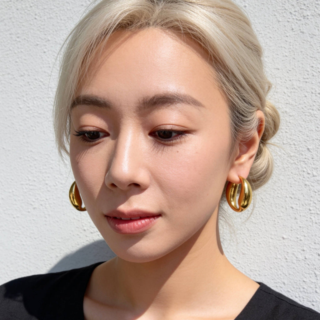 Gold Sculptural Hoop Chunky Earrings