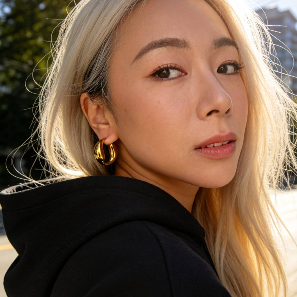 Gold Sculptural Hoop Chunky Earrings