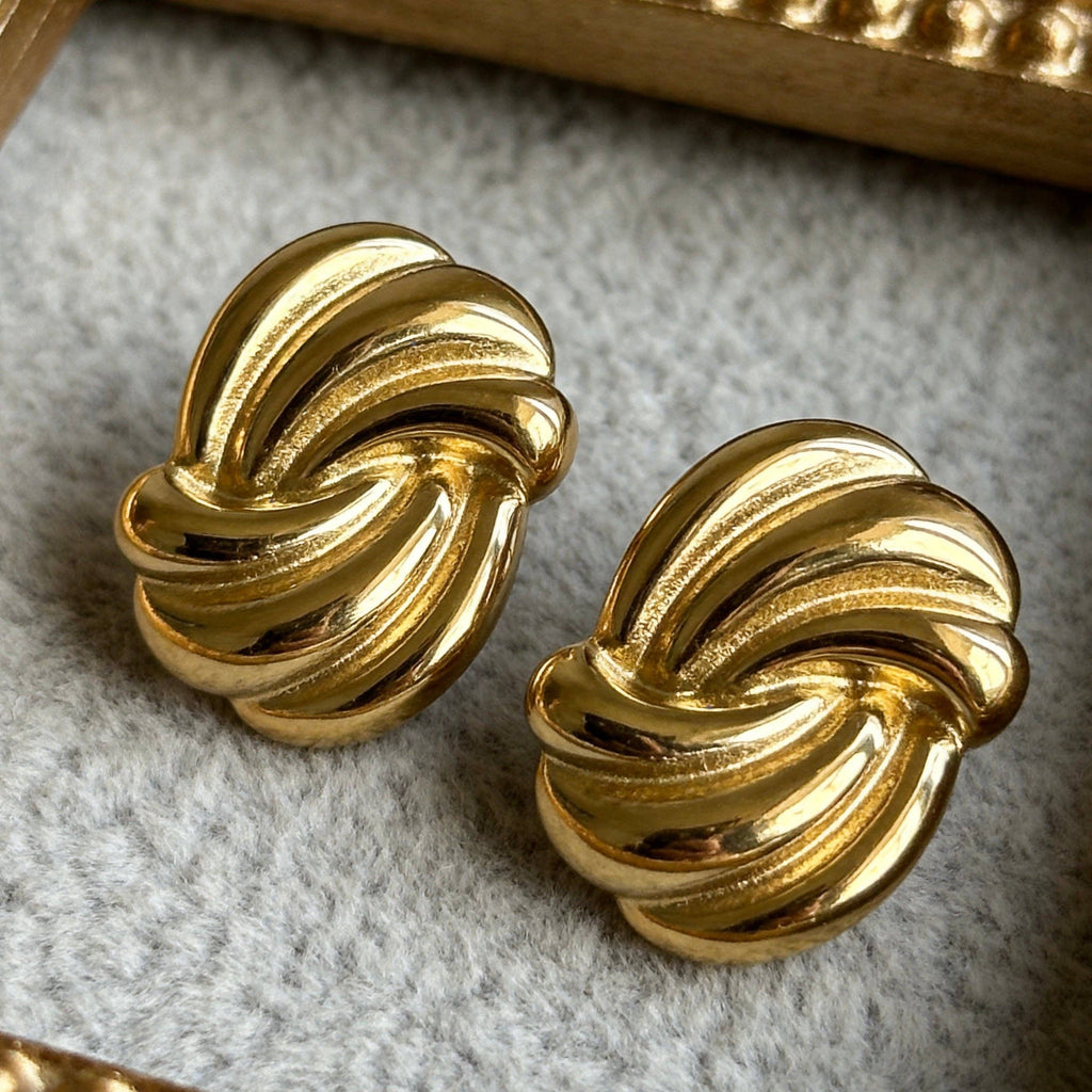 Stainless Steel Twisted Knot Stud Earrings