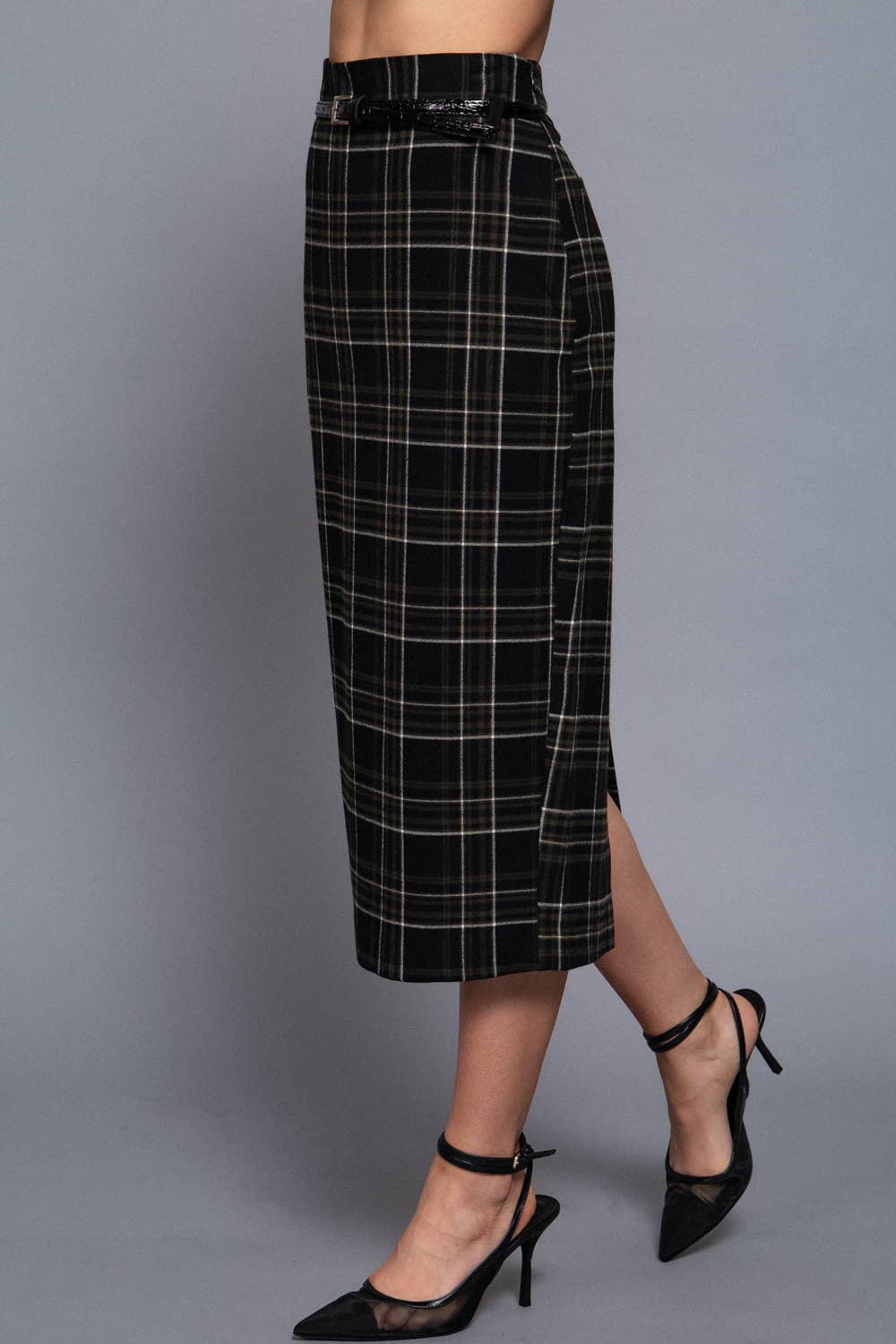 Waist Belt Column Skirt